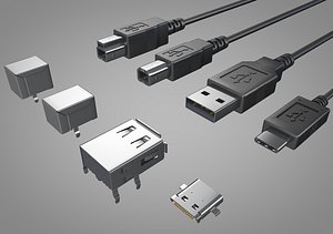 USB connectors Pack 3D