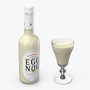Traditional Eggnog Bottle with Glass Collection 3D model
