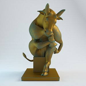bull gold statue 3ds