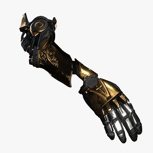 Luxury Bionic Arm Prosthetic - Gold Ornate Cyborg Exoskeleton 3D