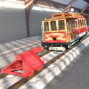 Vintage Tram with Red Rail Buffer