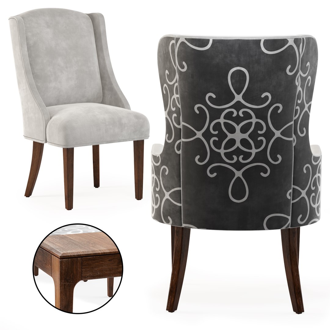 Dove Gray Velvet Dining Chairs table model TurboSquid 1908530