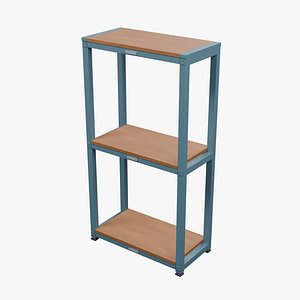 3D Wood and Steel Retail Display Shelving - 900 x 450 x 1700 mm model