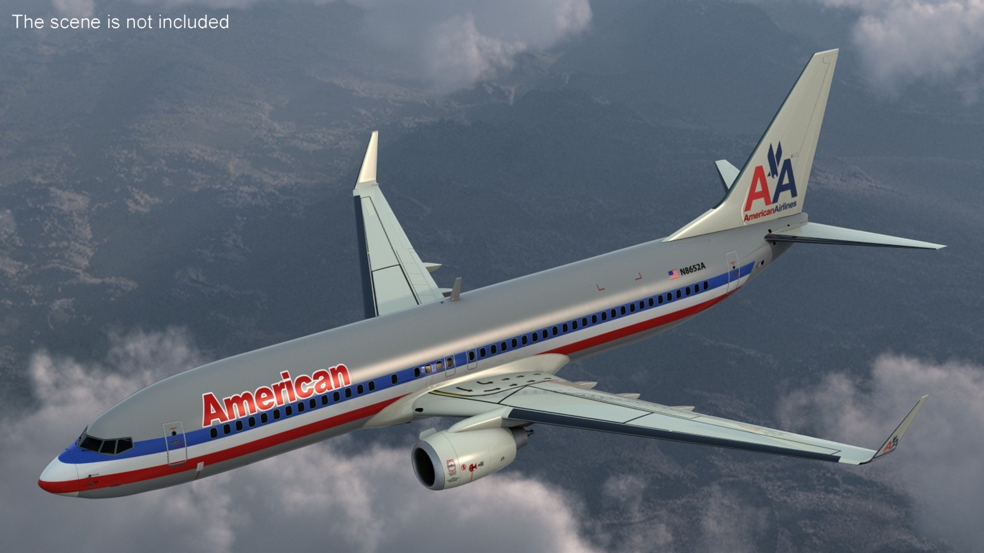 American Airlines Boeing 737-800 with Interior Rigged 3D model preview