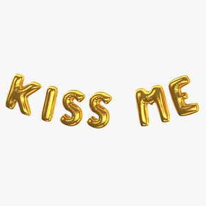 Foil Baloon Words Kiss me Gold 3D