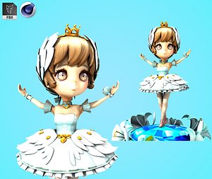 3D cartoon princess snow