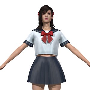 Asian Japanese School Girl Rigged 3D model