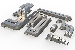 3d industrial pipe set