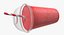 Strawberry Coctail in Plastic Cup with Straw 3D Model