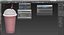 Strawberry Coctail in Plastic Cup with Straw 3D Model