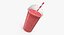 Strawberry Coctail in Plastic Cup with Straw 3D Model