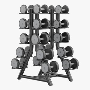 3D Technogym Vertical Dumbbells Rack