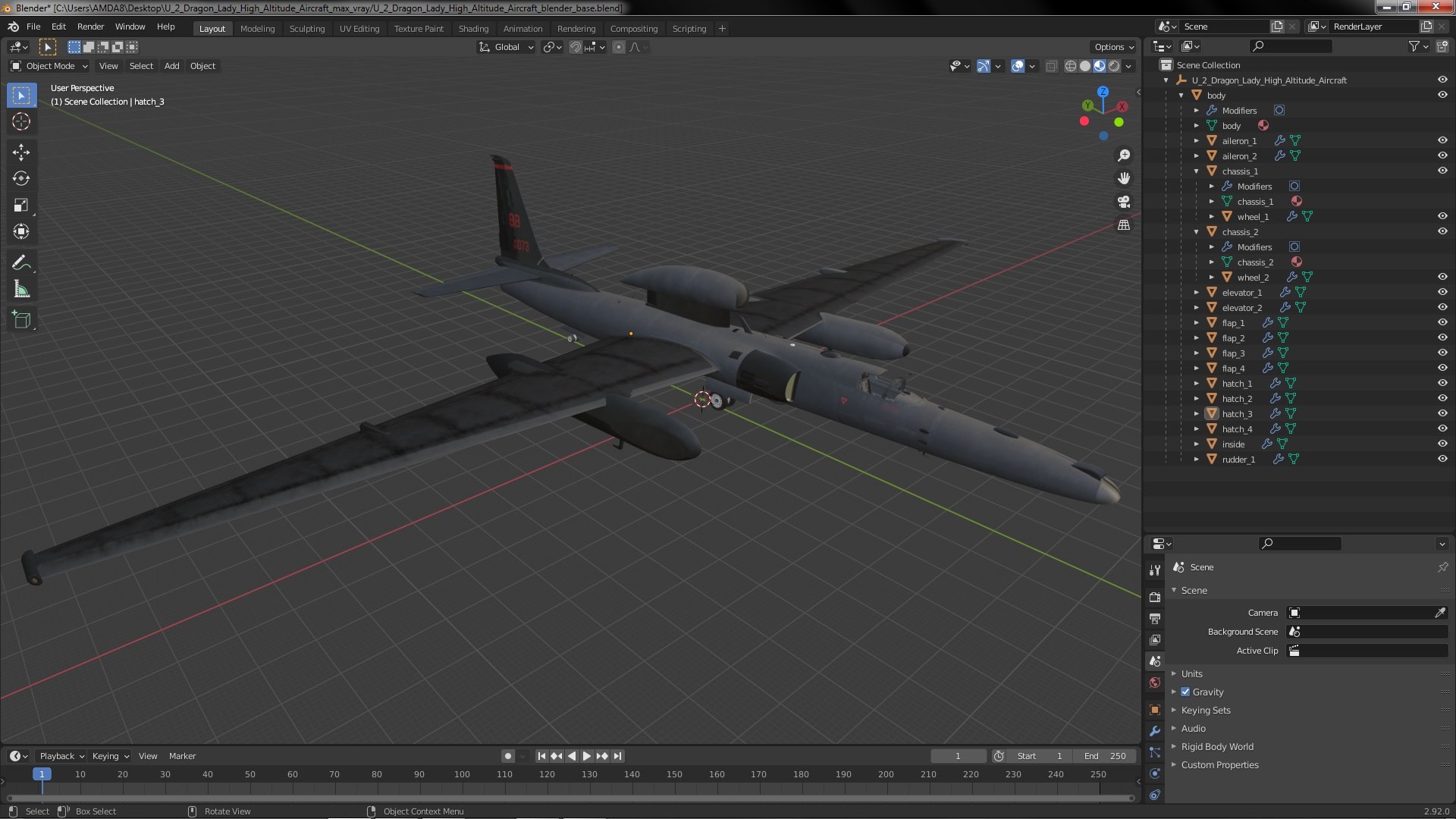 3D model U2 Dragon Lady High Altitude Aircraft - TurboSquid 2091878