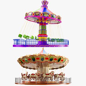 Two Detailed Carousels 3D