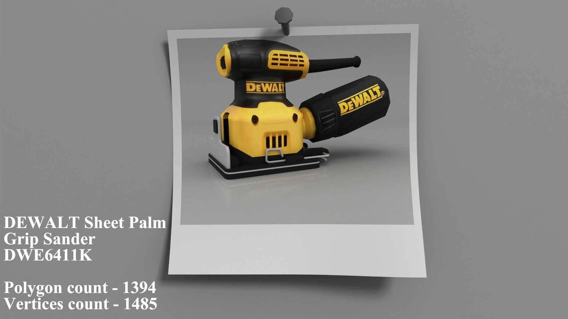 dewalt 9 tools -2 3D https://p.turbosquid.com/ts-thumb/Qg/Vvkbeo/Bqt9STek/dewaltsheetpalmgripsanderdwe6411k/jpg/1592160813/1920x1080/fit_q87/014cdd684cdca0e9553e28e0ecba22e81f8f7f61/dewaltsheetpalmgripsanderdwe6411k.jpg