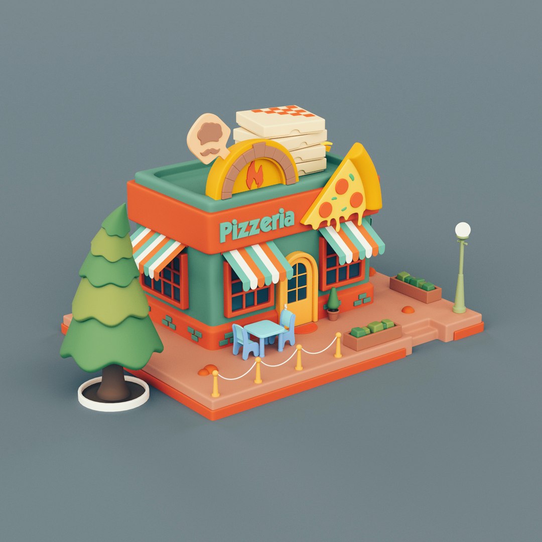 3D High Poly Pizzeria 01 Model - TurboSquid 2029667