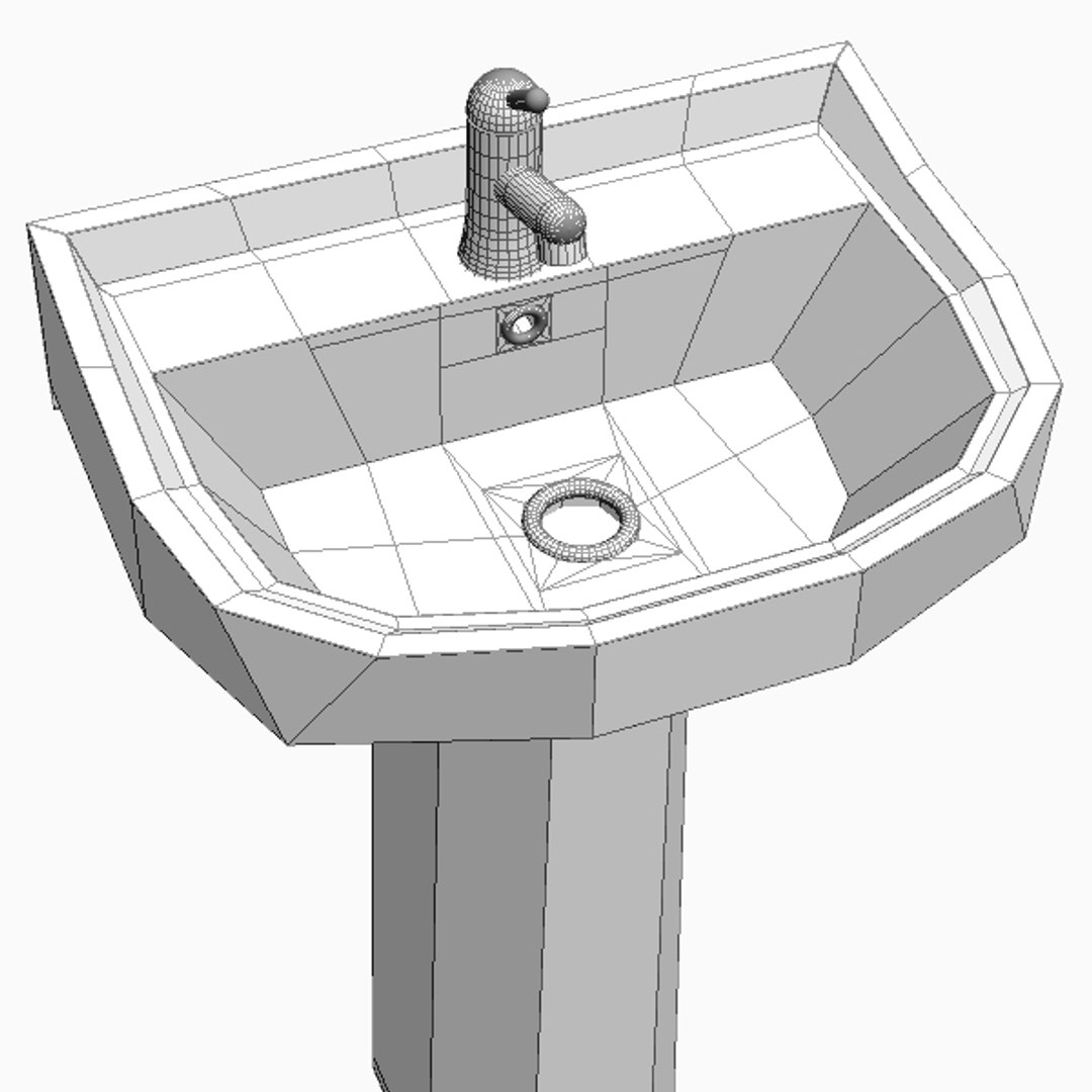 Pedestal Sink Bathroom 3d Model