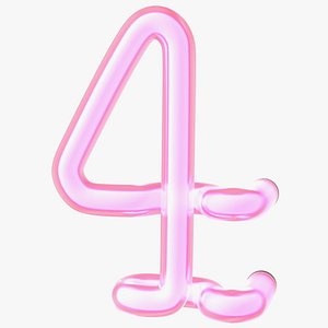 Glowing Neon Tube Light Digit 4