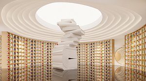 Contemporary Bookshop and Library Style Space 3D model