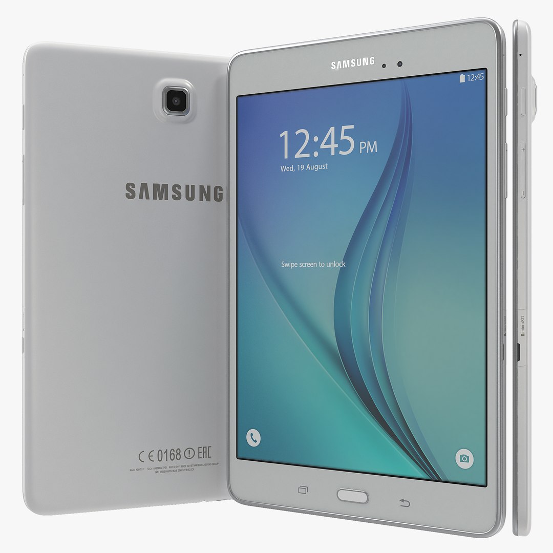 Samsung Galaxy Tab A 8.0 inch White 3D Model 3D model preview