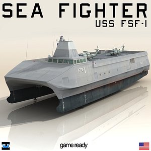 USS Sea Fighter FSF 1 with two SH60 Sea Hawk