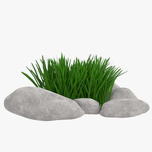 Stones and grass 3D model