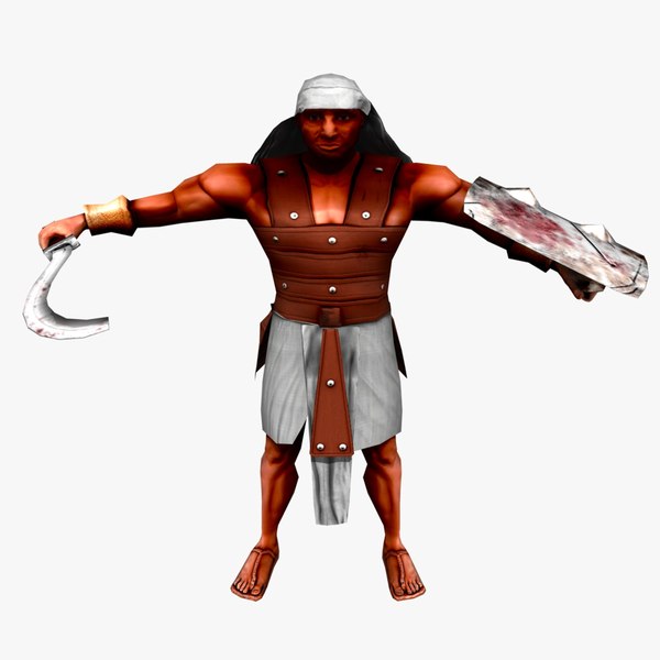3d egyptian swordsman rigged sword model
