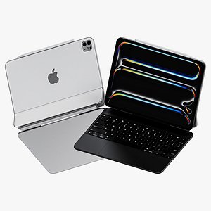 Realistic iPad Pro M4 11 Inch Magic Keyboard Pencil Pro All Colors PBR 4K Model 3D model