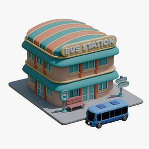Stylized Bus Station Scene