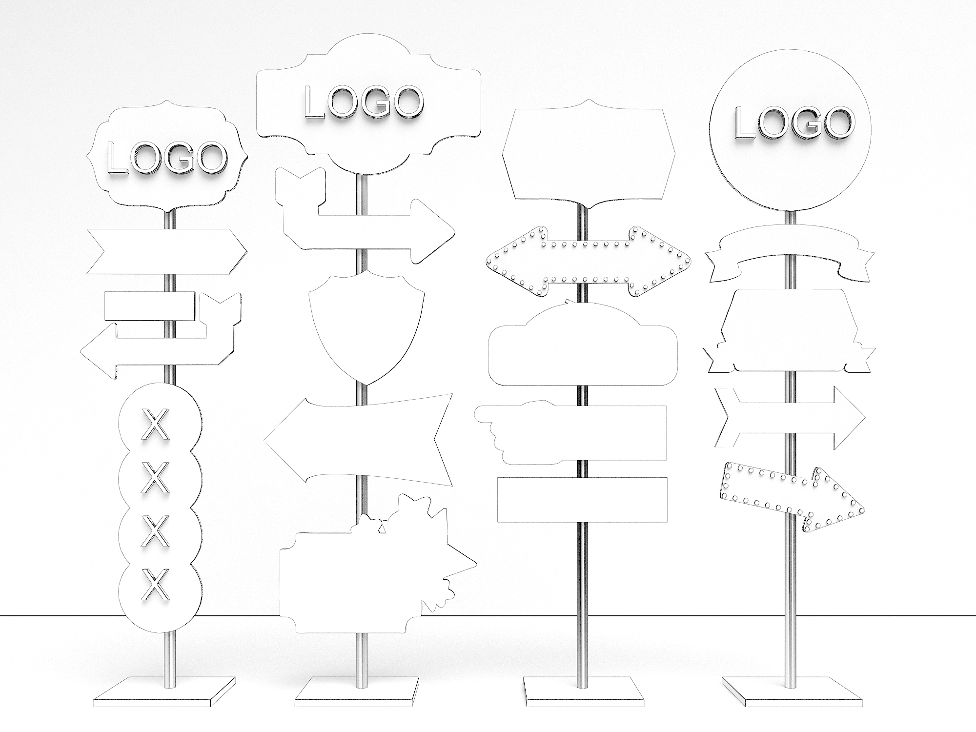 3D модель Рекламный щит в стиле ретро в Гонконге. Вывески в стиле ...
