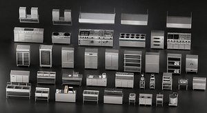 Commercial Kitchen  Restaurant Equipment Kitbash Pack - Stainless Steel V-Ray 3D model