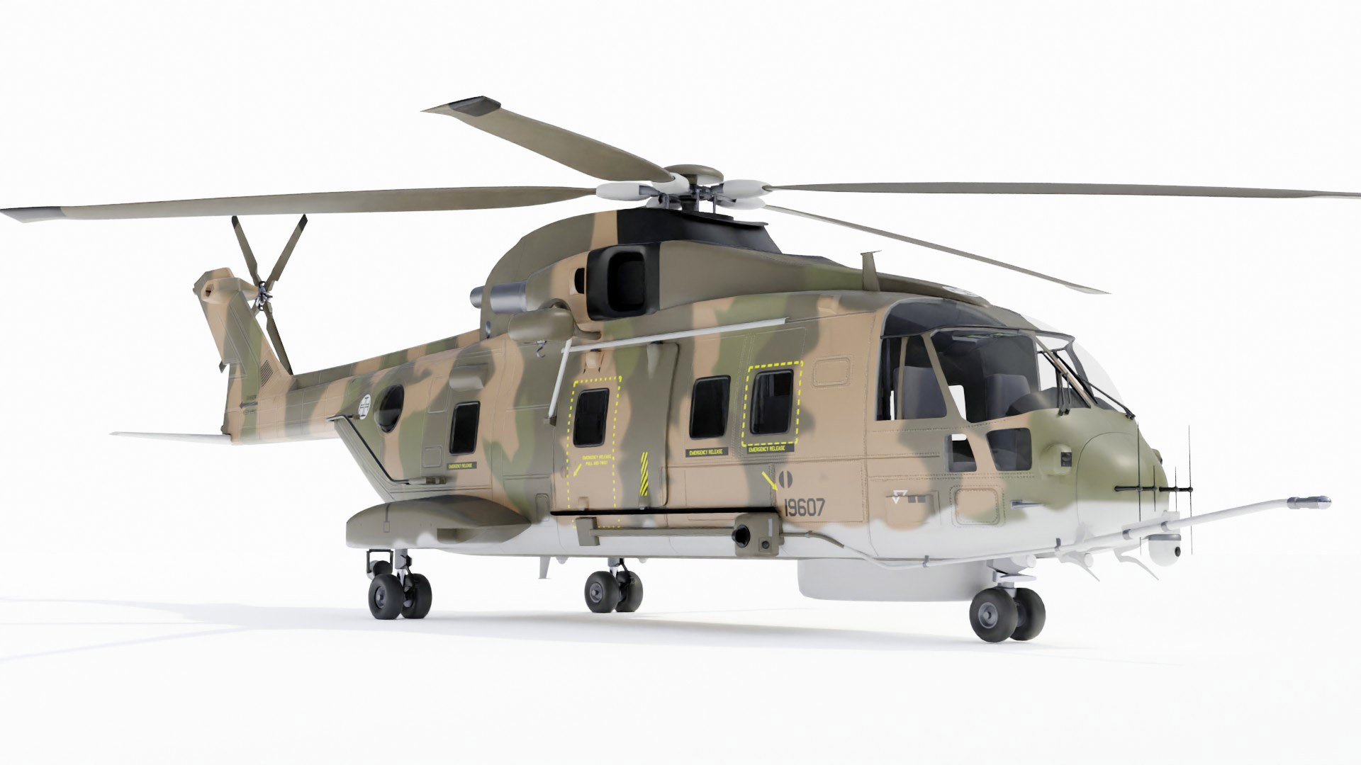 agustawestland eh101 merlin helicopter 3d model