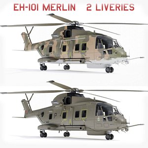 agustawestland eh101 merlin helicopter 3d model
