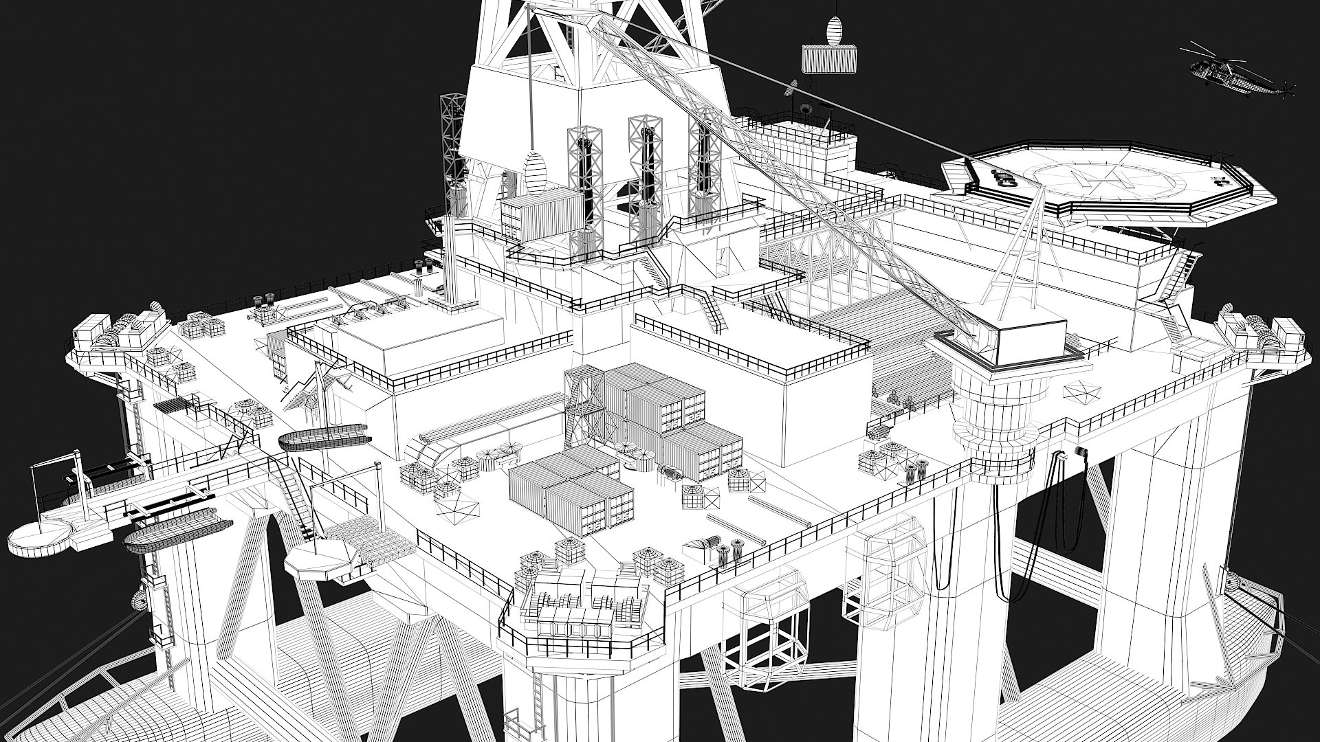 3D semi transocean legend oil rig - TurboSquid 1578271