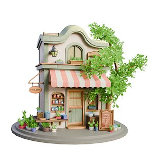 Stylized 3D Cafe House Model 3D model