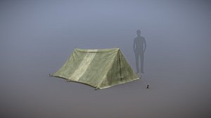 3D Military Tent WWII TwoSleeping close vr1