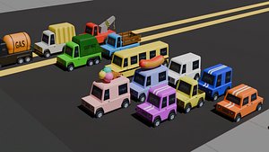 Stylized Cars pack 3D model
