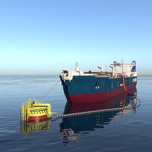 Oil tanker at the SPM buoy model