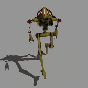 Old yellow robot worker Low-poly