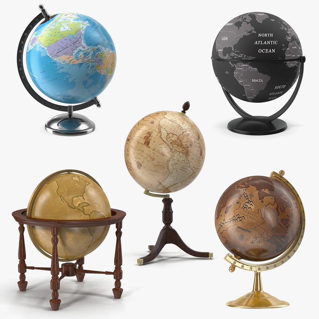 World Globes with Stand Collection 3 3D model preview