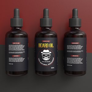 Beard Oil Bottle 3D model with label 3D model