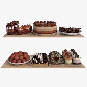 Dessert with chocolate and cheesecake 3D