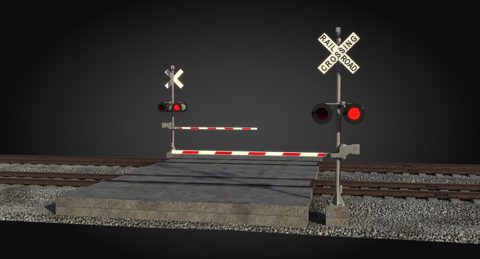 Railway Crossing Rails 3D Model - TurboSquid 1300805