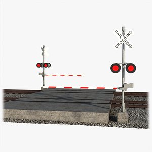 railway crossing rails 3D model