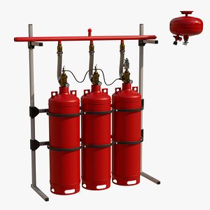 3D Gas Fire Extinguishing System model