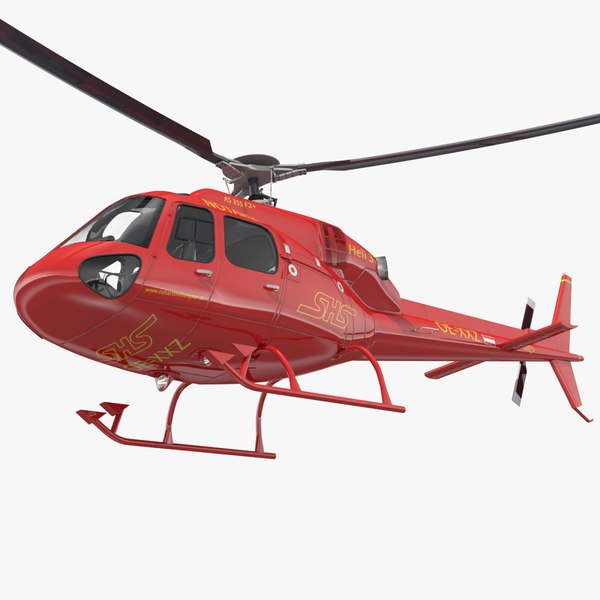 Aviation Services Helicopter Eurocopter AS355 Rigged 3D model