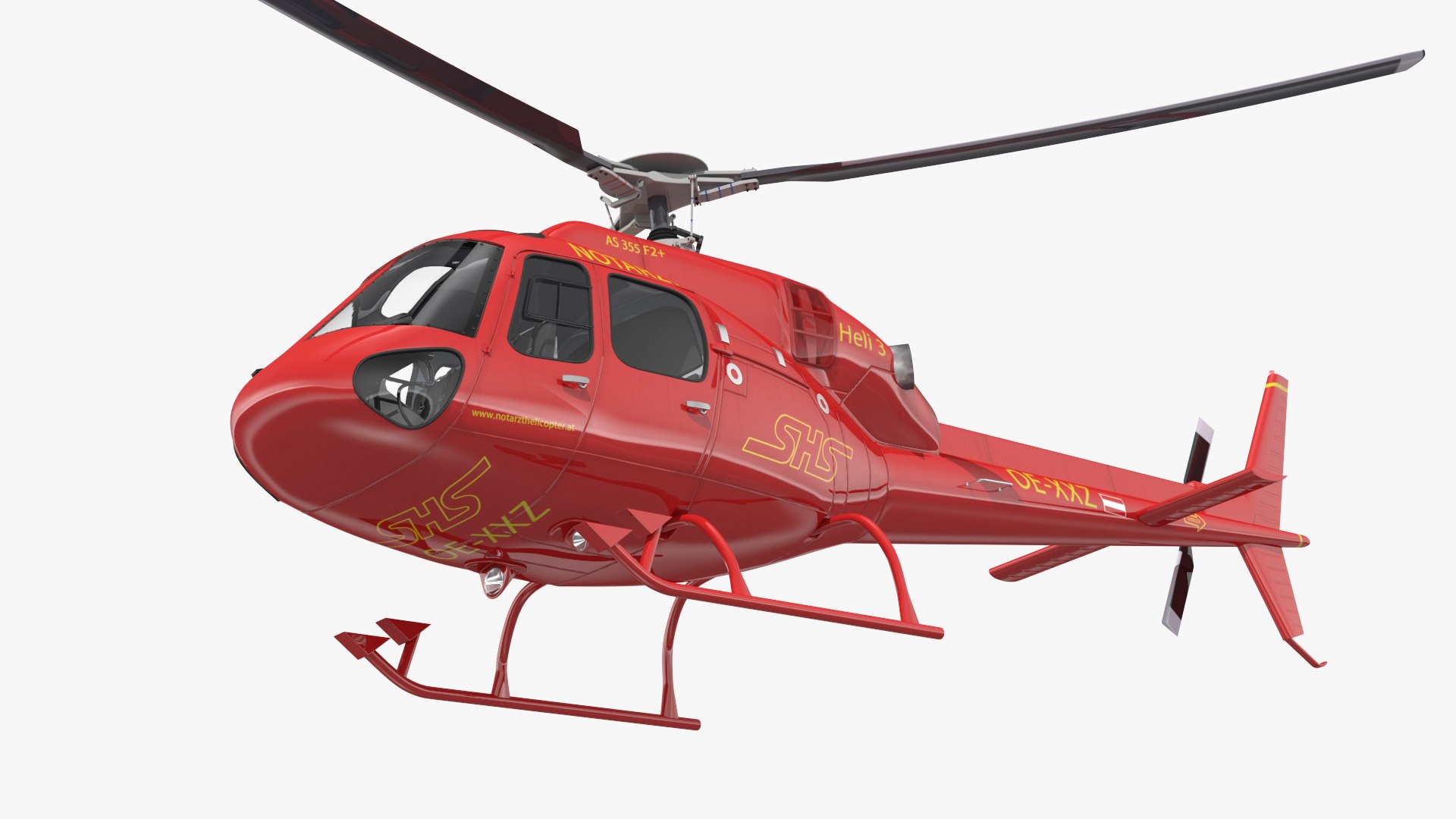 Aviation Services Helicopter Eurocopter AS355 Rigged 3D model preview