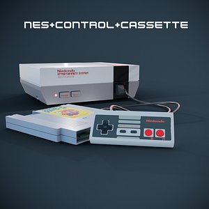 3D NES Nintendo controller and cassette subdivisions model