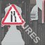 Road Narrows Right Triangular Road Sign 3D model