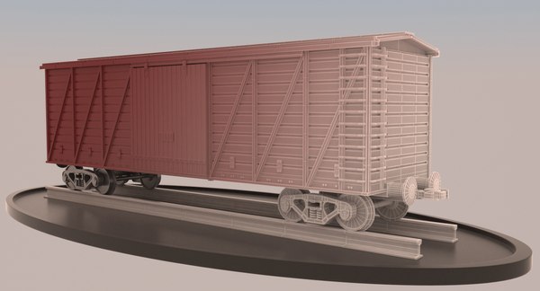 railroad cargo boxcar obj